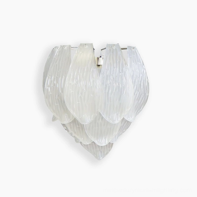Single frosted petal wall sconce in clear frosted and nickel finish - standard product view