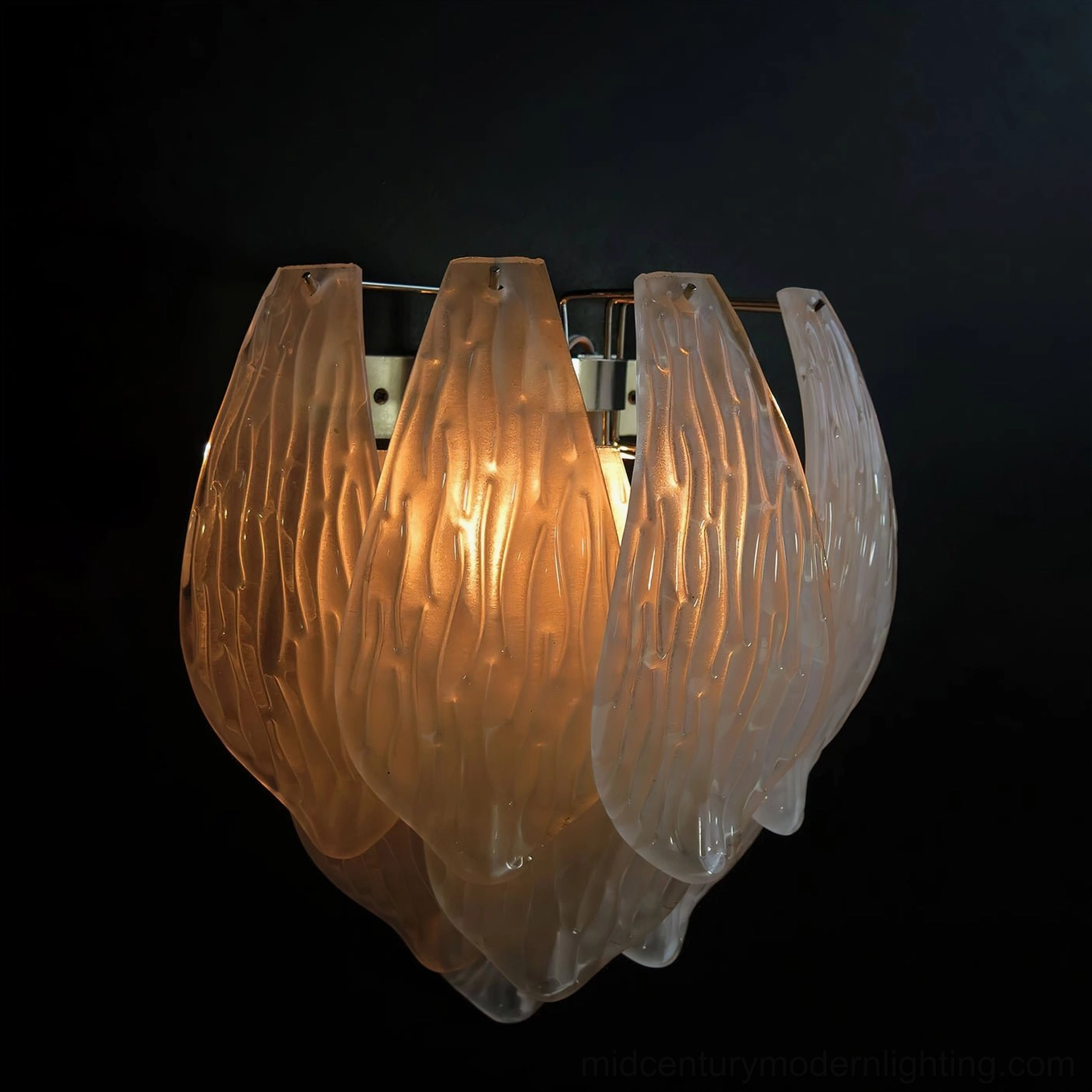 Frosted petal sconce with E14 bulb configuration showing dual socket lighting capability