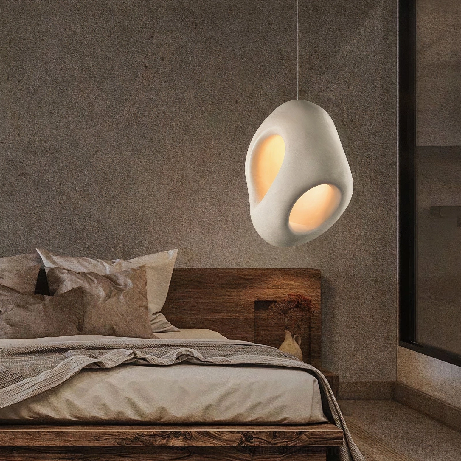 Fulvia white pendant lamp modern rustic bedroom concrete wall accent lighting