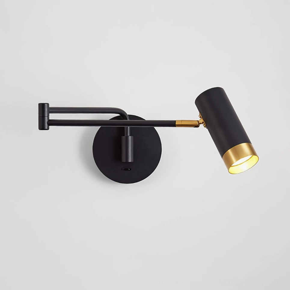 Fumi modern swing arm wall sconce integrated into Scandinavian interior design aesthetic