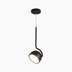Furoku black matte modern pendant light with frosted acrylic shade, side profile on white background