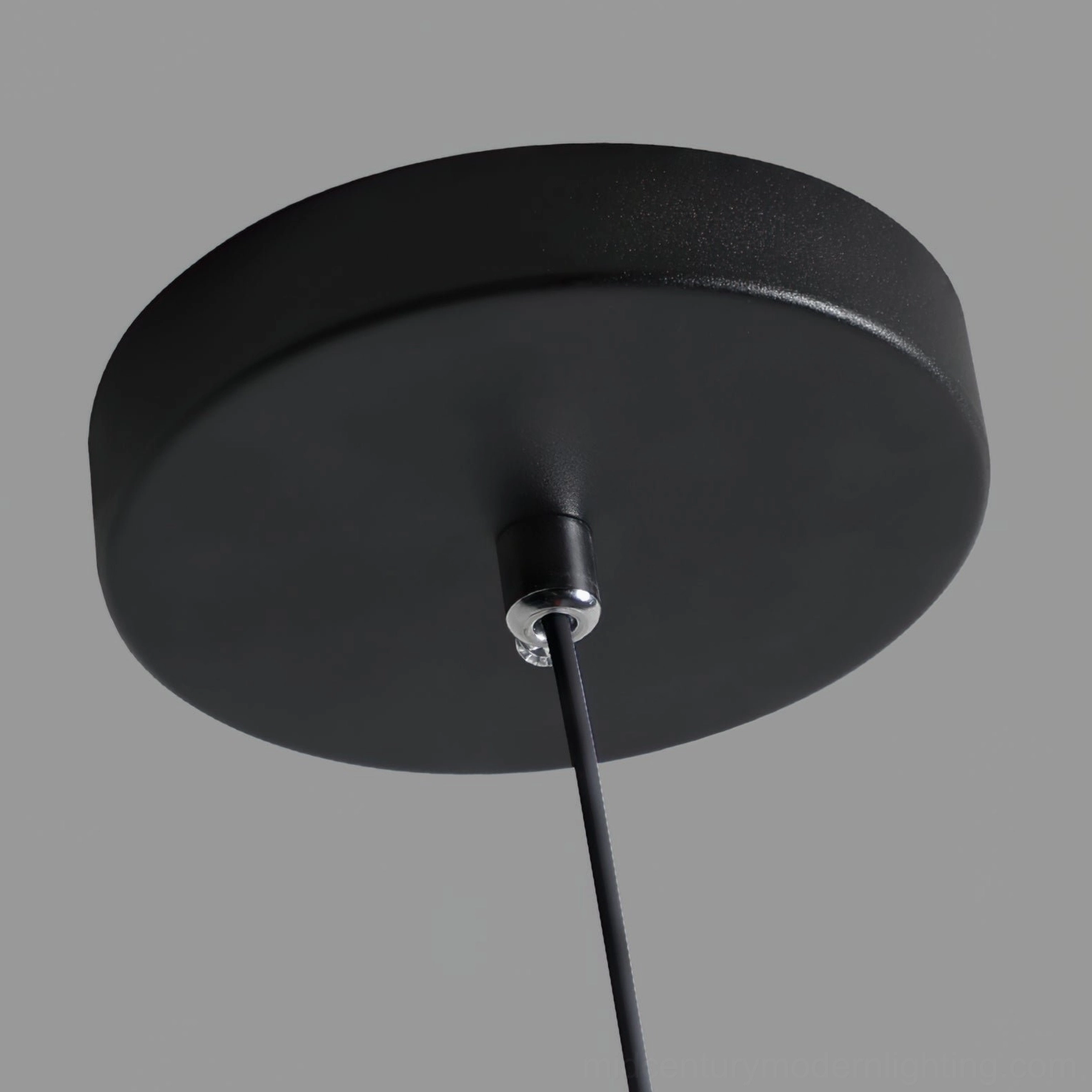 Furoku pendant lamp ceiling mounting bracket, top-down view of black matte metal installation hardware