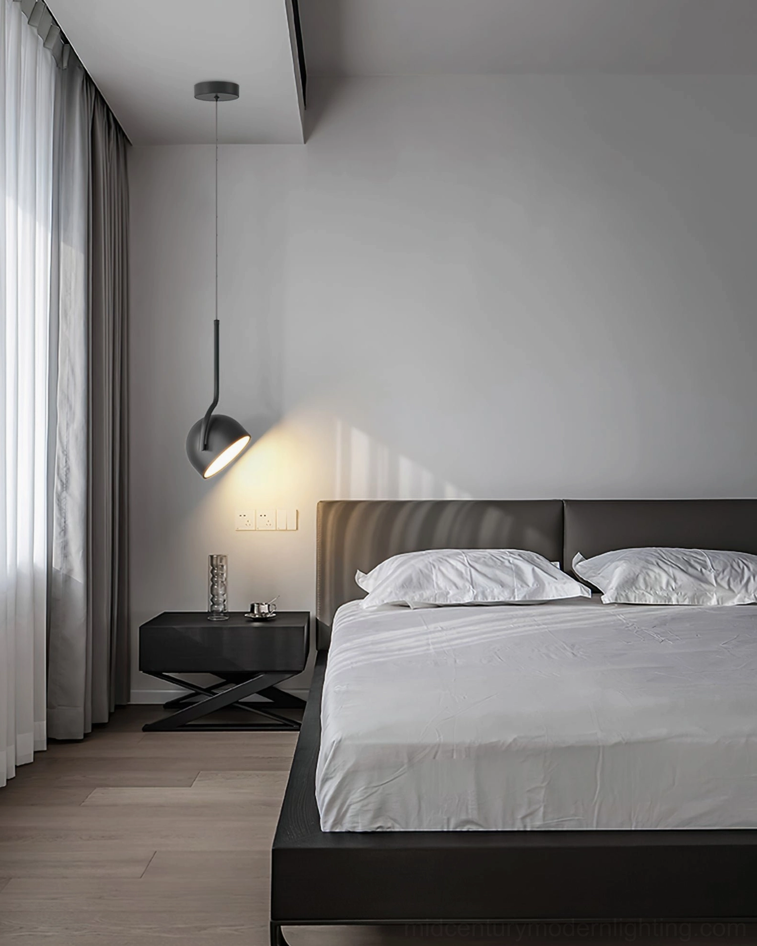 Furoku pendant lamp overhead view, ceiling installation perspective of Nordic lighting design