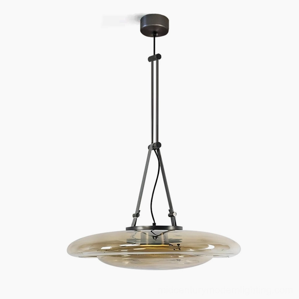 Futura pendant lamp large size model 60cm with cognac glass in modern dining environment