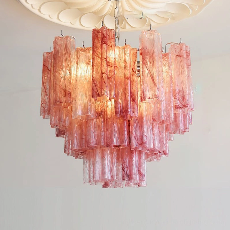 Gabriella tiered glass chandelier red clouds dramatic color option as bold interior statement piece