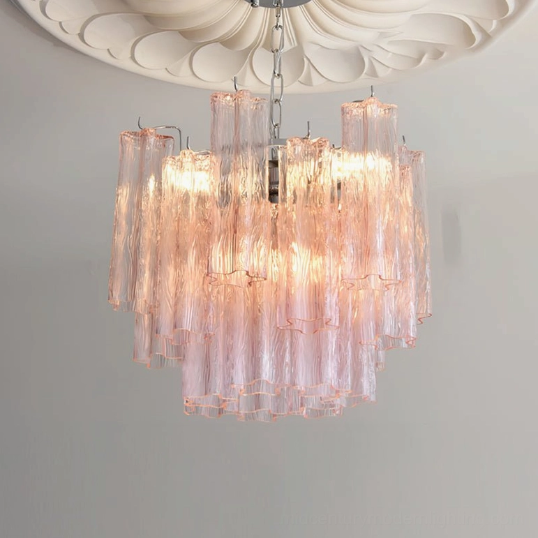 Gabriella tiered glass chandelier white option in upscale hotel lobby with architectural ceiling details