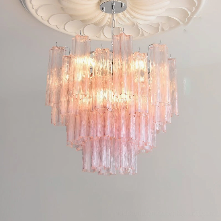 Gabriella tiered glass chandelier large statement version in grand dining room with high ceilings