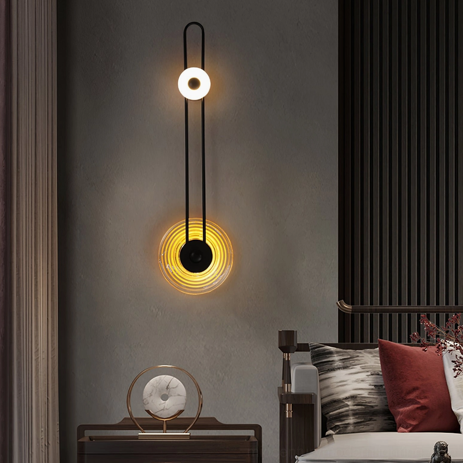 Gaia black wall sconce bedroom bedside modern sculptural lighting fixture
