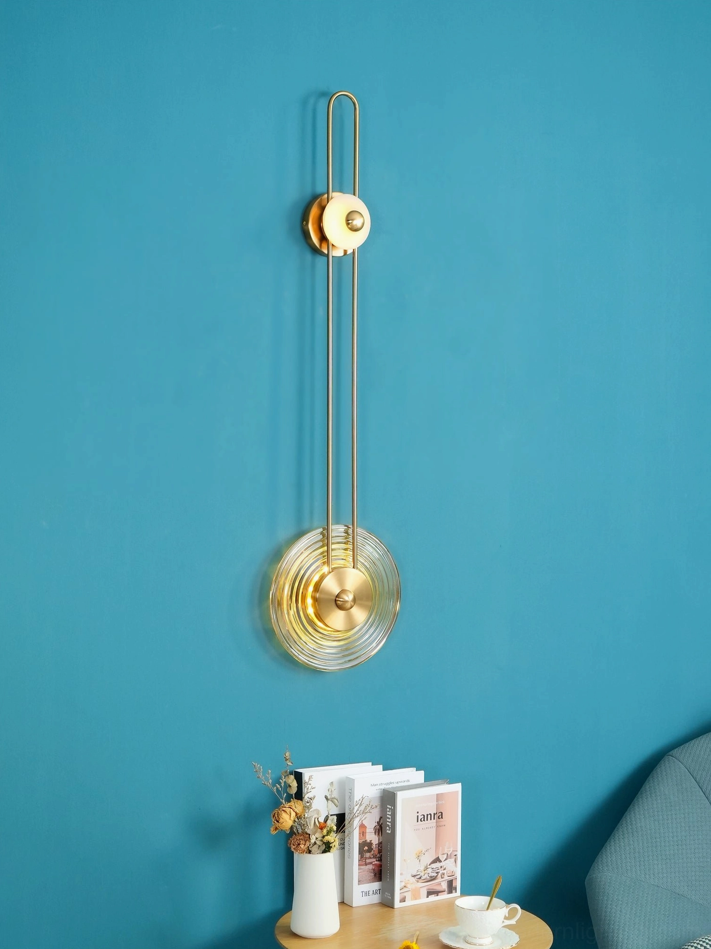 Gaia wall sconce with integrated LED warm white light diffusion