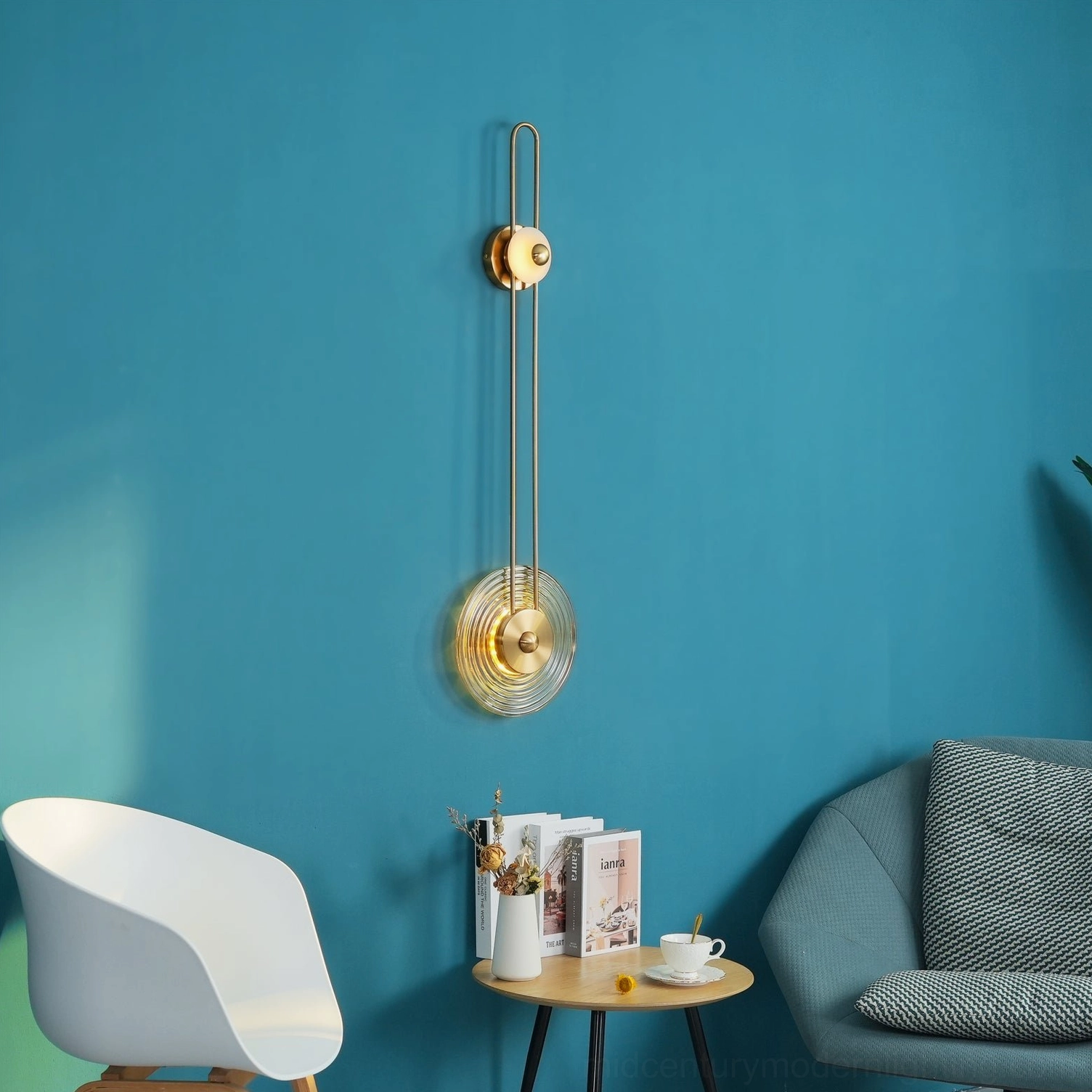 Gaia mid-century modern wall sconce copper finish designer fixture