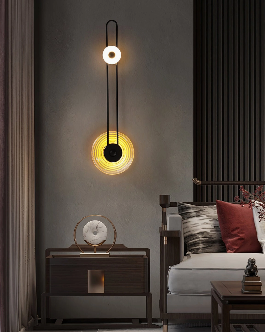Gaia sculptural wall lamp amber glass alabaster metal composition