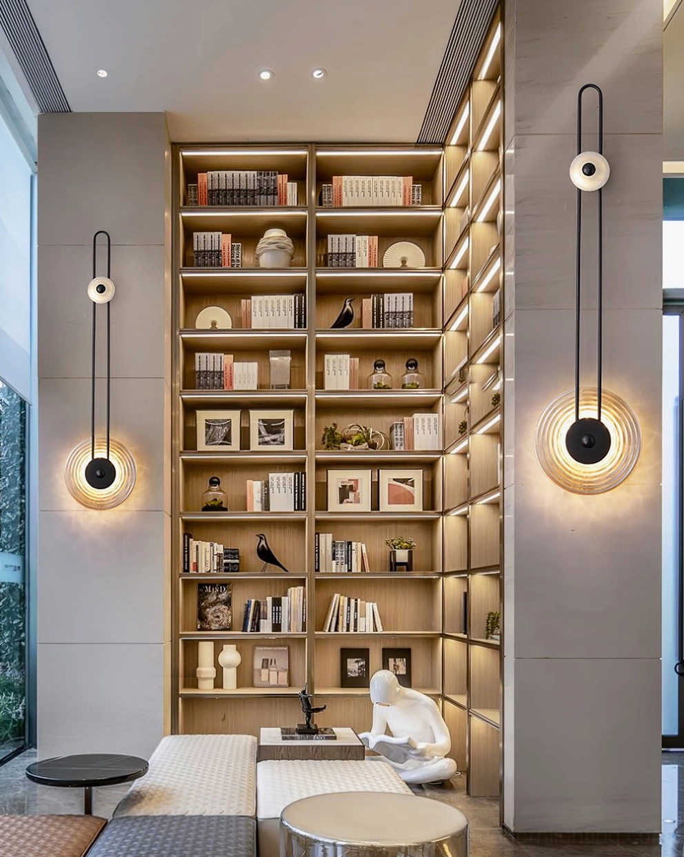Gaia wall lamps luxury home library study space mixed black and brass finish