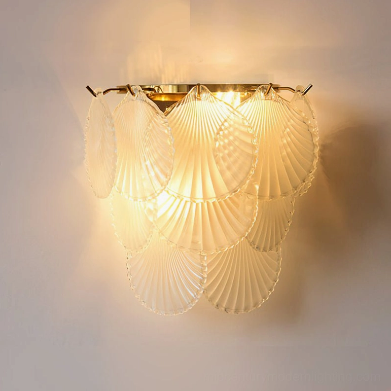 Galerie mid-century wall lamp with frosted glass diffuser and warm gold finish lighting