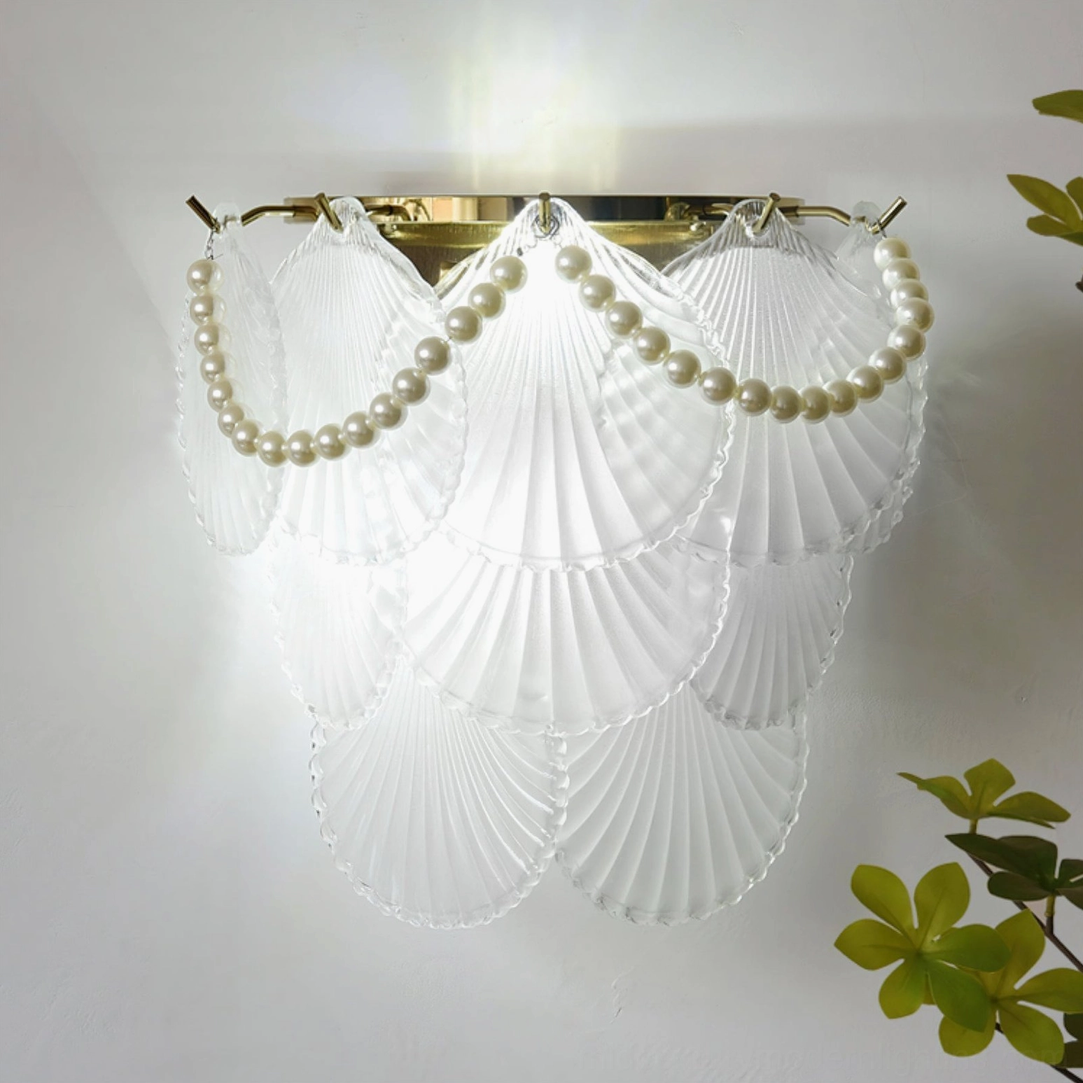 Galerie mid-century modern wall sconce full product presentation with gold metalwork