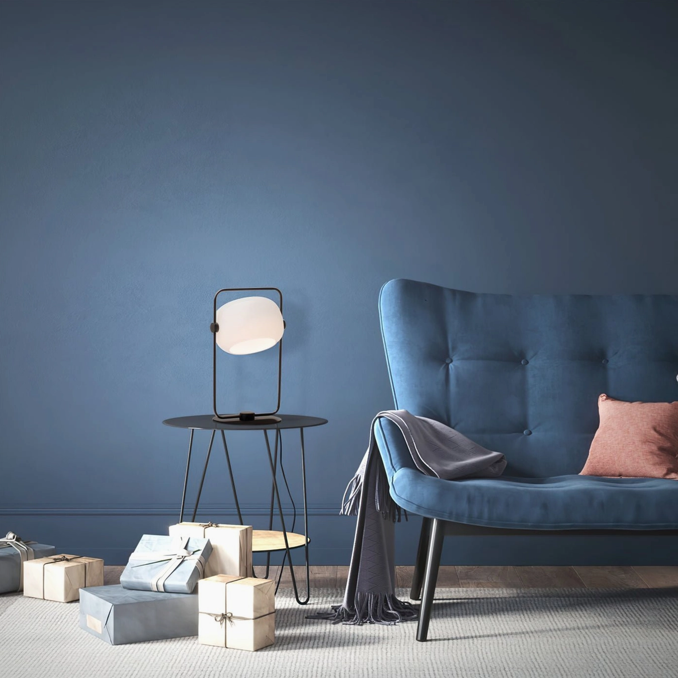 Nordic minimalist table lamp with clean geometric lines and frosted glass diffuser