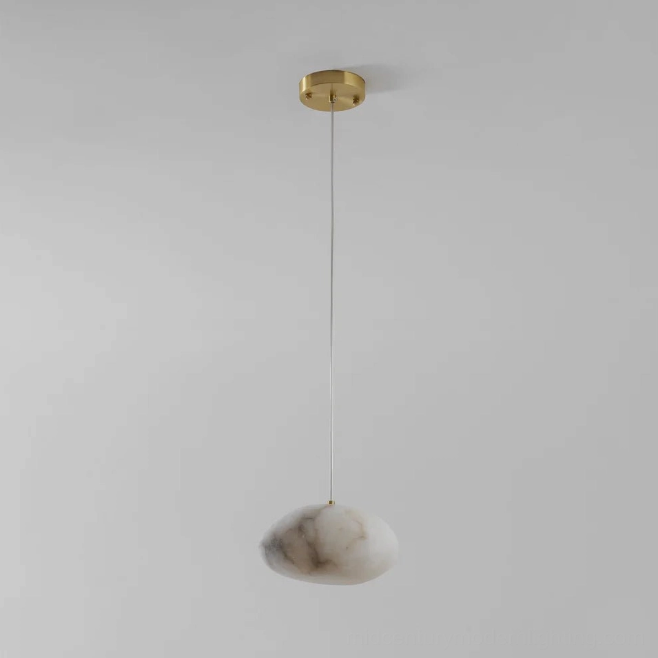 Galet Model A alabaster pendant front view architectural form