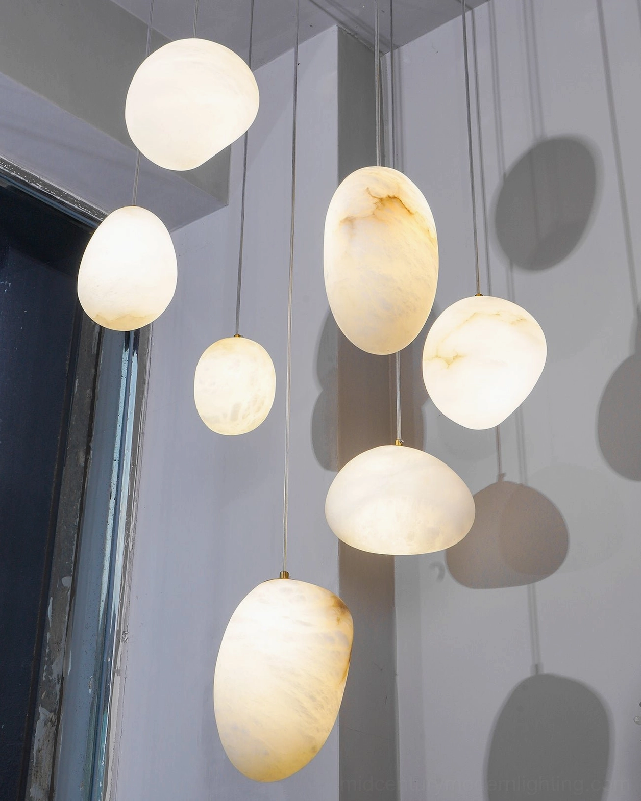 Galet Model A wide low-profile alabaster pendant pebble form