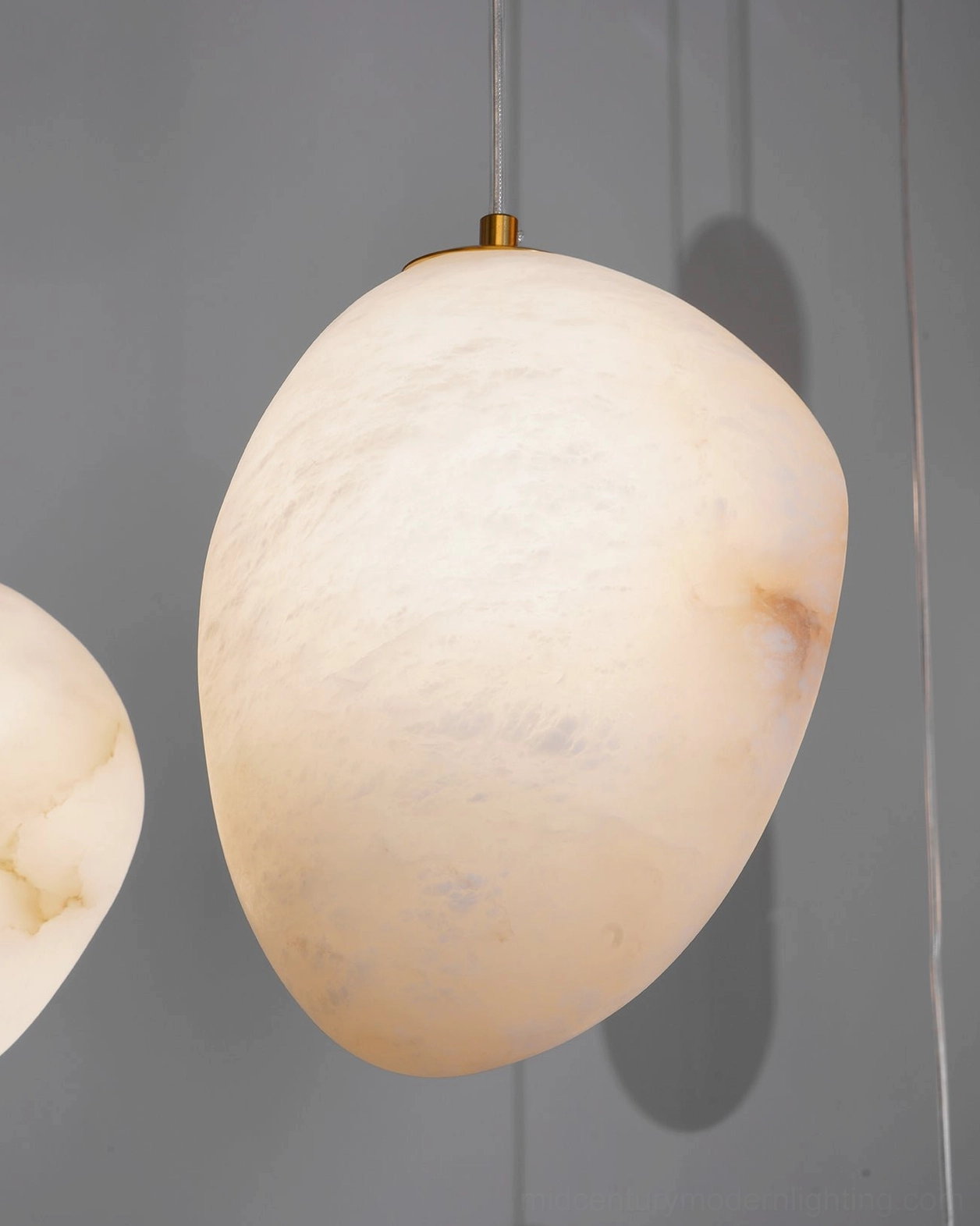 Galet Model C dome alabaster pendant balanced sculptural form