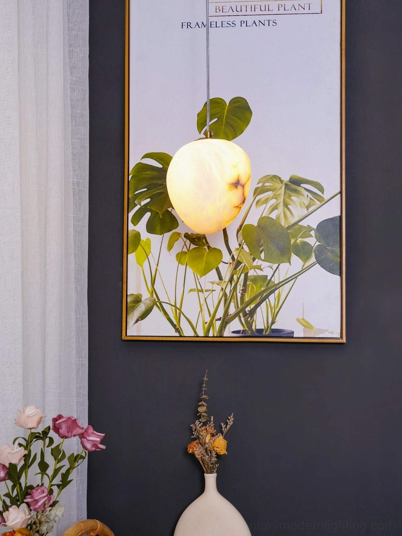 Galet Model D asymmetric alabaster pendant irregular organic form