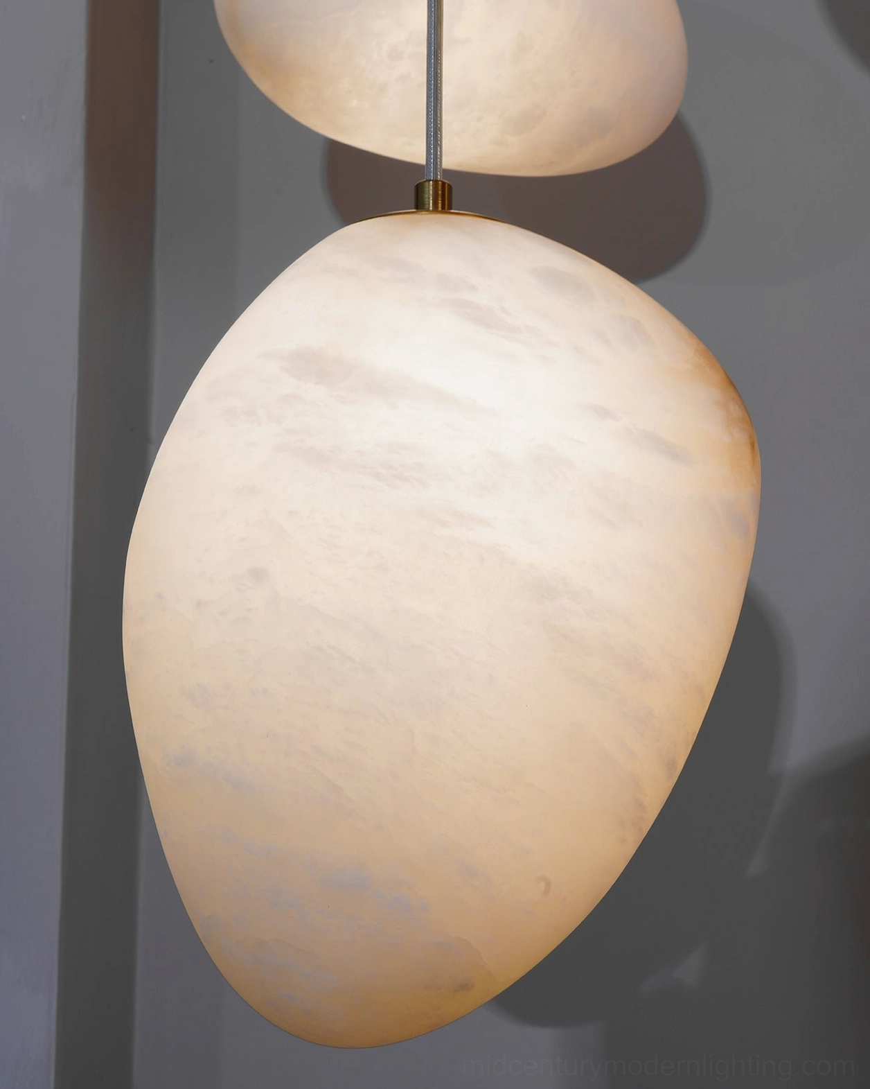 Galet alabaster pendant mounted showing ceiling junction box installation