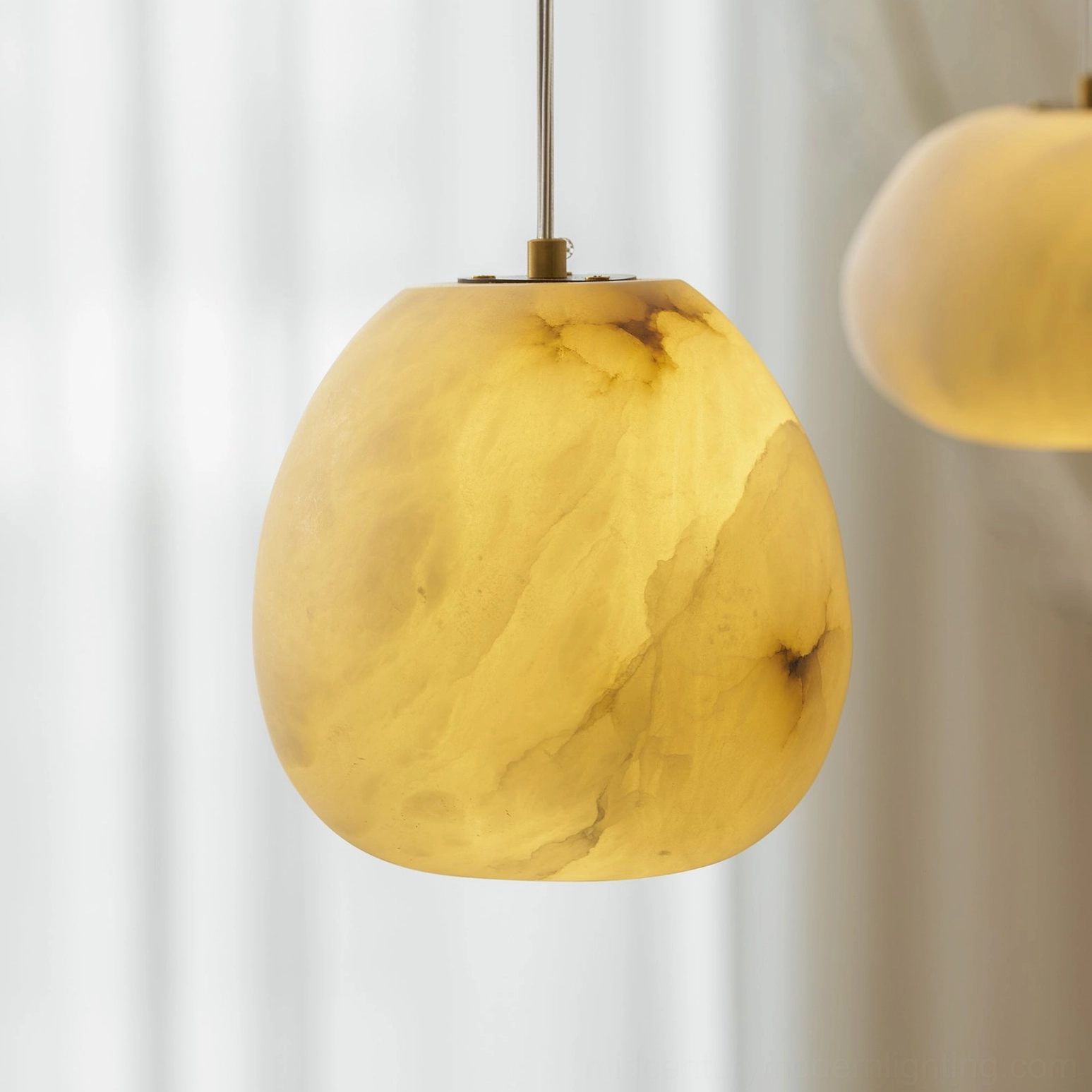 Galet alabaster pendant natural stone veining pattern close-up detail