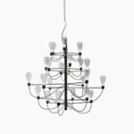Gand modern black tiered chandelier front view geometric metal pendant light fixture