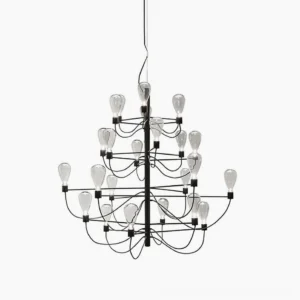 Gand modern black tiered chandelier front view geometric metal pendant light fixture