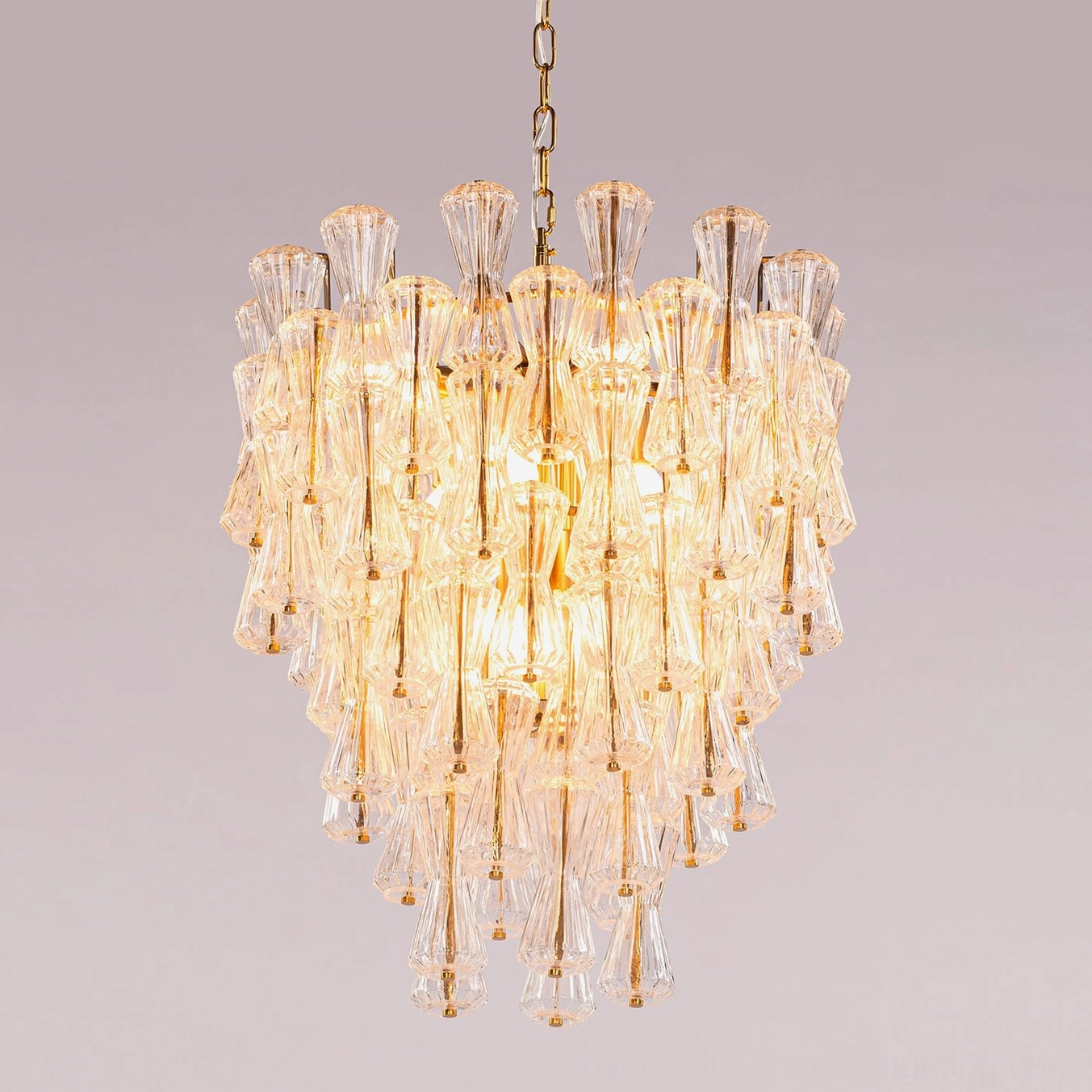 Garrick Hourglass hand-poured glass chandelier geometric cascade silhouette