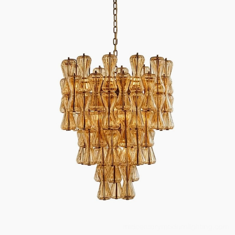 Garrick Hourglass Chandelier with colored glass prisms luxury residential lighting