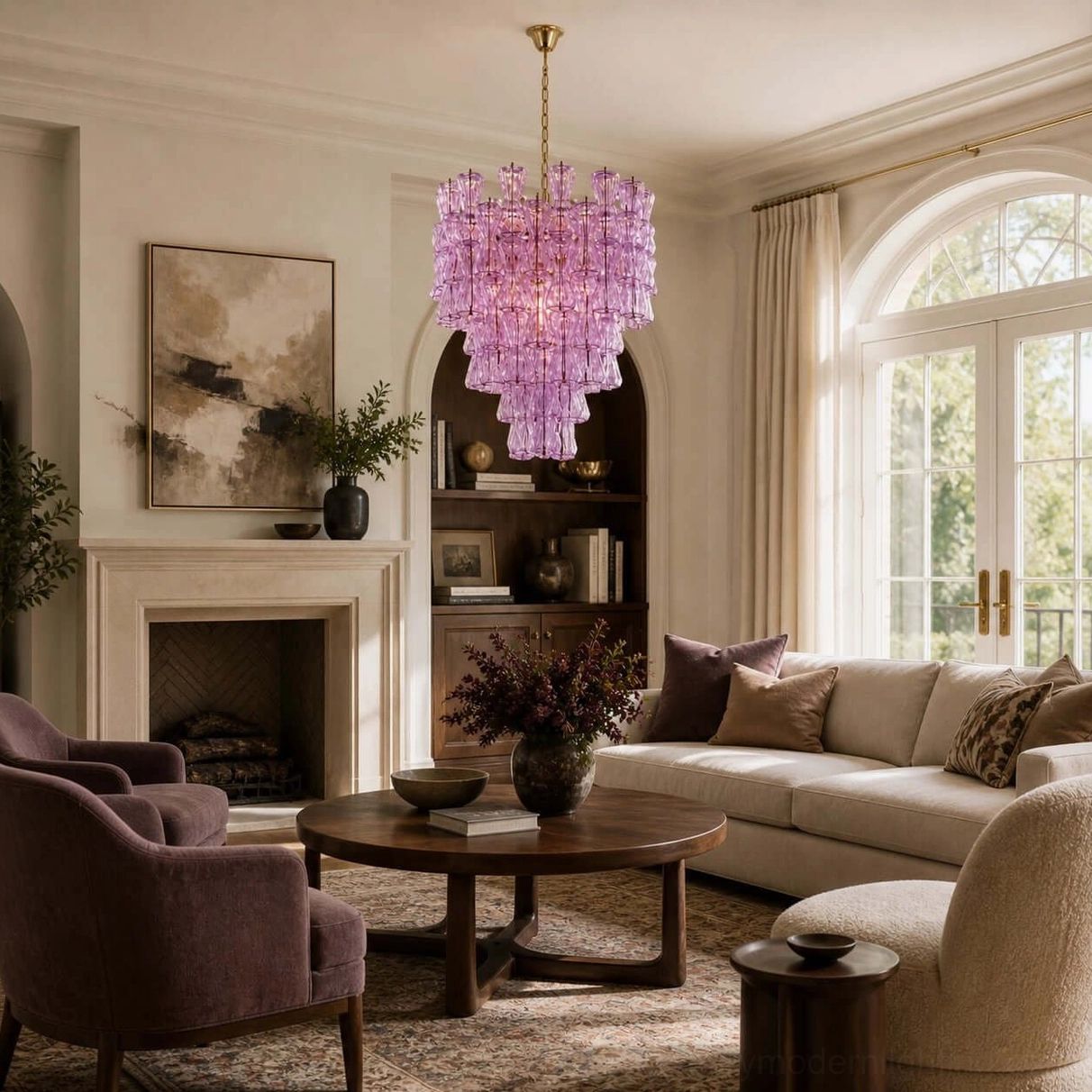Garrick Hourglass Chandelier dense prismatic glass array cascading ceiling fixture