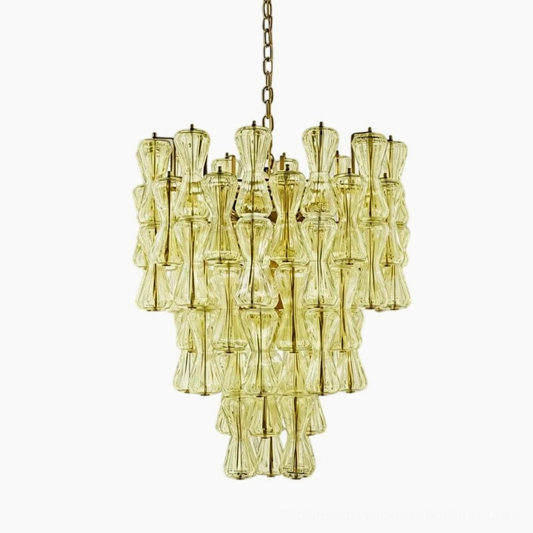 Green glass Garrick Hourglass Chandelier luxury tiered fixture contemporary design