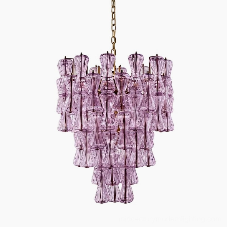 Purple glass Garrick Hourglass Chandelier with gold accents eclectic luxury lighting