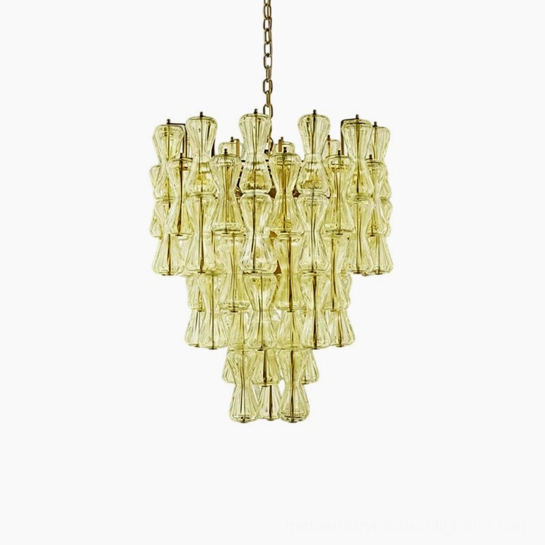 Garrick Hourglass Chandelier small size green glass mid-century modern chandelier