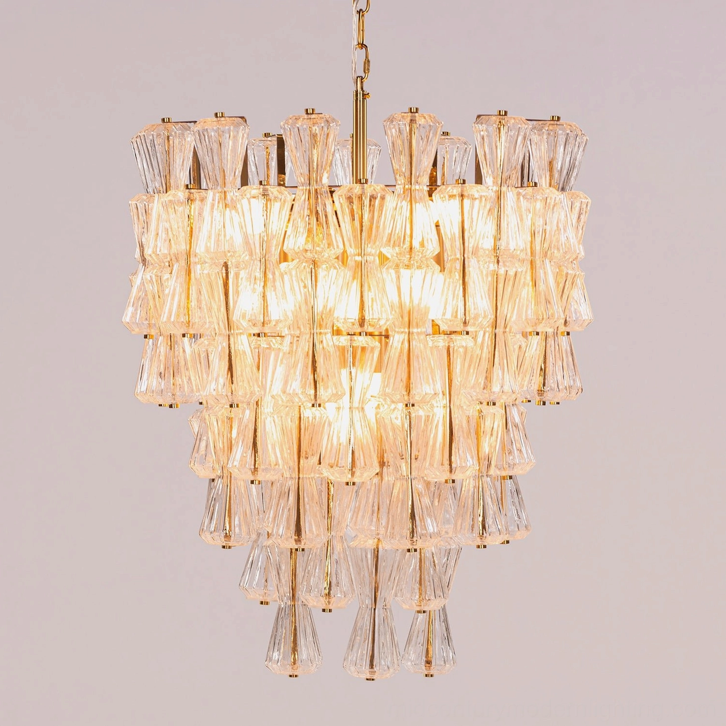 Garrick Hourglass Chandelier mid-century modern tiered glass fixture architectural detail