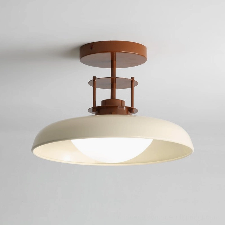 Gavin industrial-modern ceiling fixture with lit frosted glass diffuser and minimalist metal design