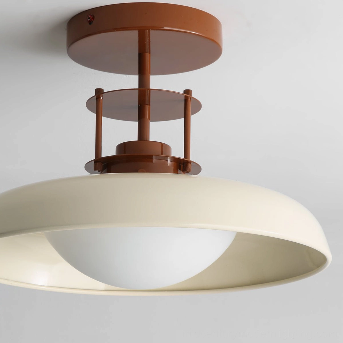 Gavin vintage-inspired semi-flush ceiling lamp showing warm light distribution and ambient quality