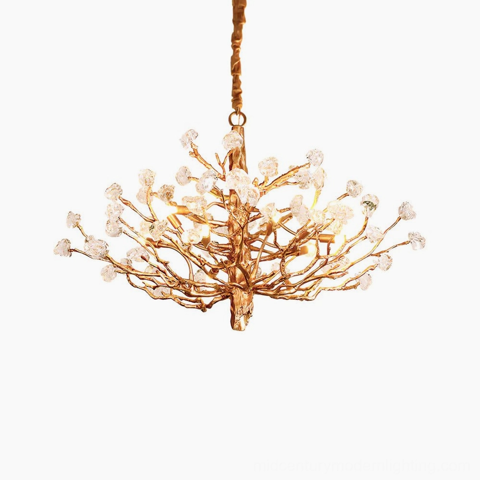 Gemstone branch chandelier size scale showing 8-head intimate to 16-head grand configurations