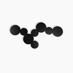 Geometric disc wall sconce with interlocking circular rings creating sculptural three-dimensional art lighting installation