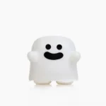 Ghost LED table lamp with matte white finish on pure white studio background - modern ambient night light