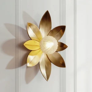 Gigi wall sconce with textured bronze-gold metal petals, close-up product shot