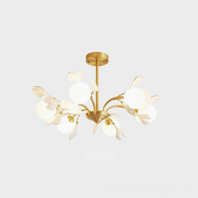 Gingko chandelier six-head bedroom breakfast nook intimate lighting