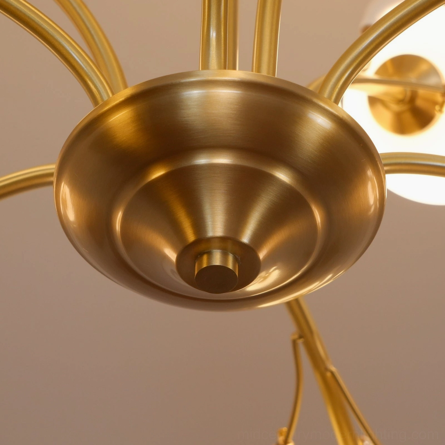 Gingko chandelier nine-head tall multi-tier brass and ceramic design