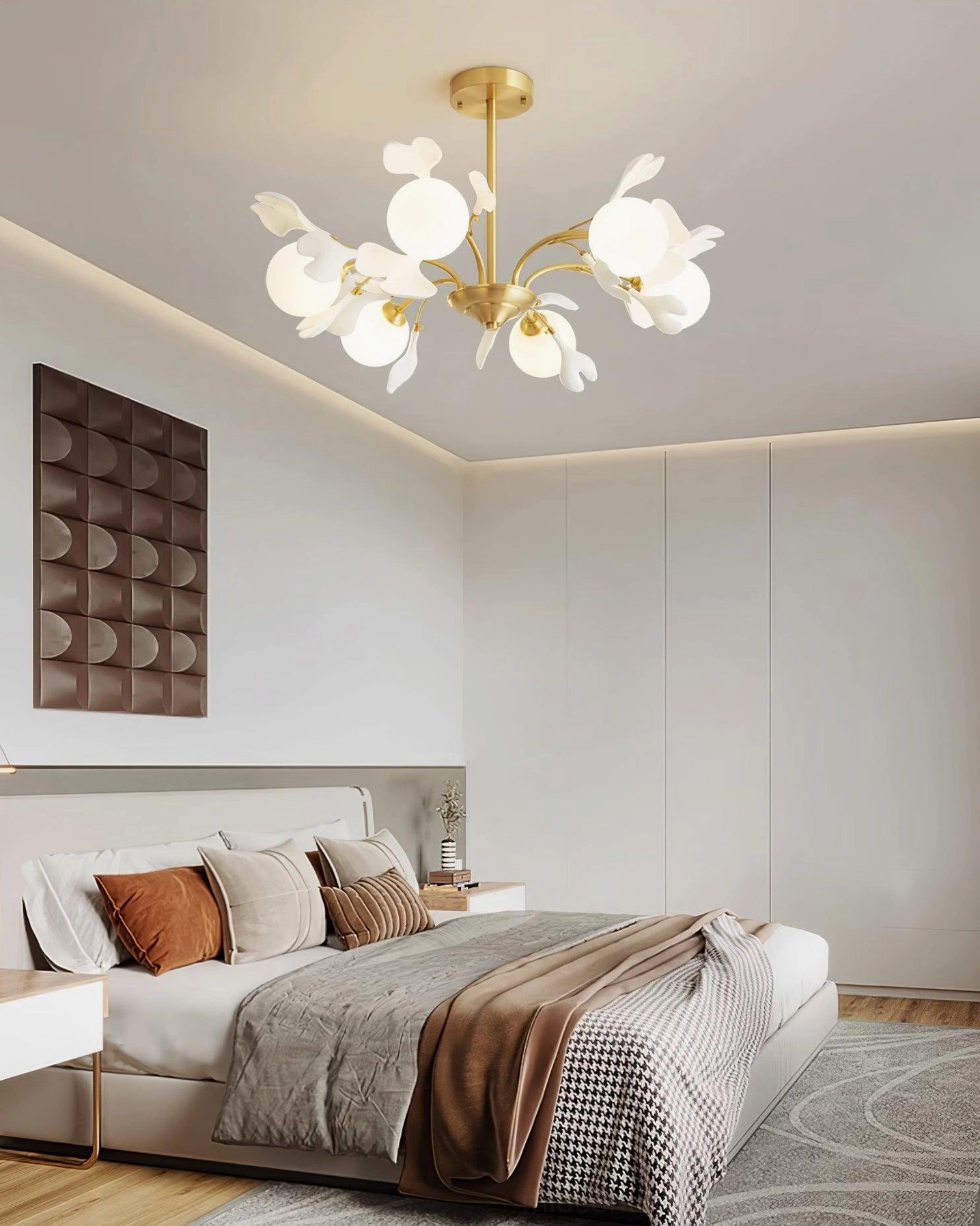 Gingko chandelier nine-head taller multi-tier vertical design profile