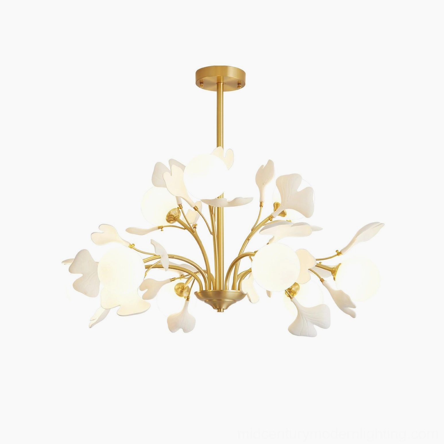 Gingko chandelier artistic craftsmanship ceramic leaf botanical motif