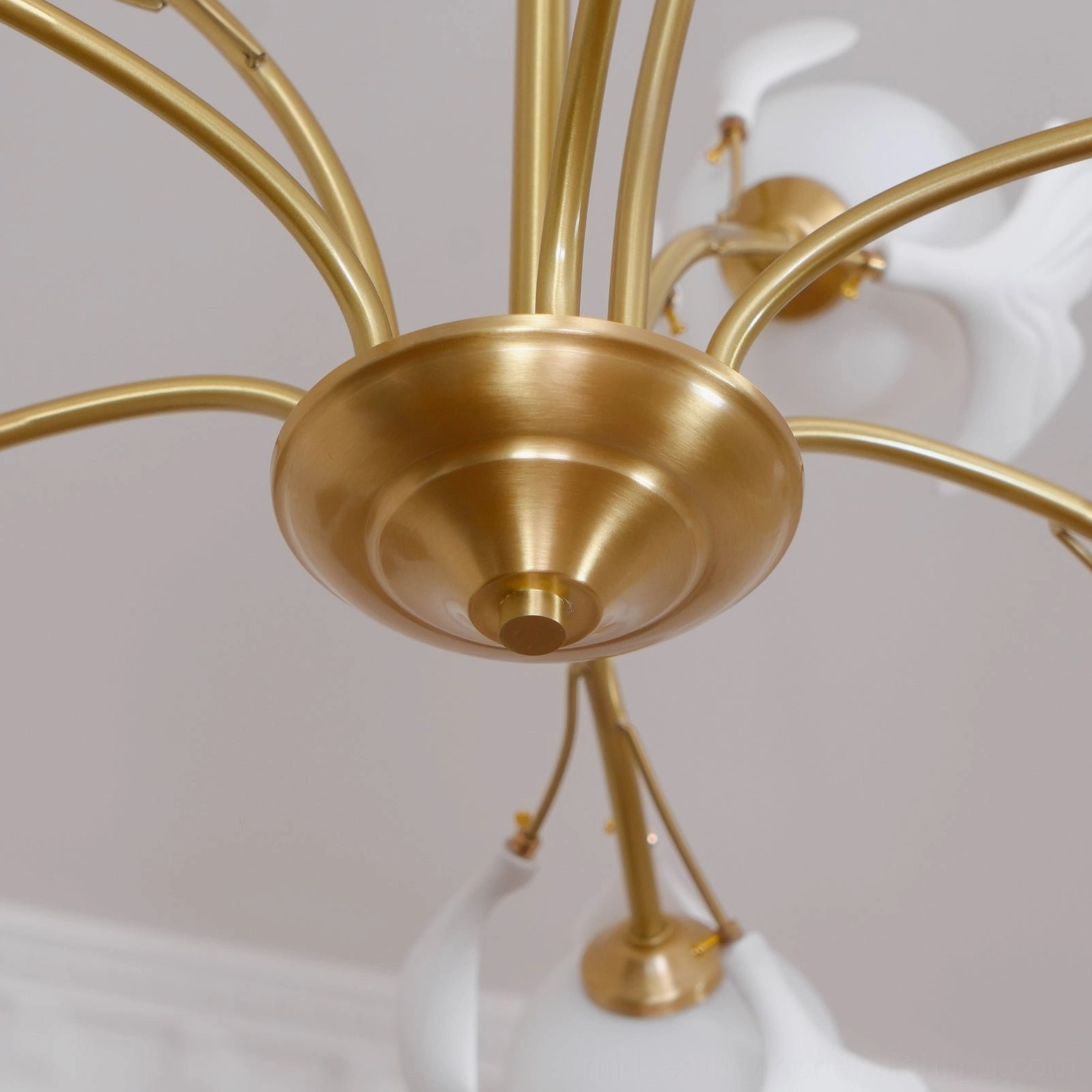 Gingko chandelier ceramic leaf artistic arrangement along brass branches