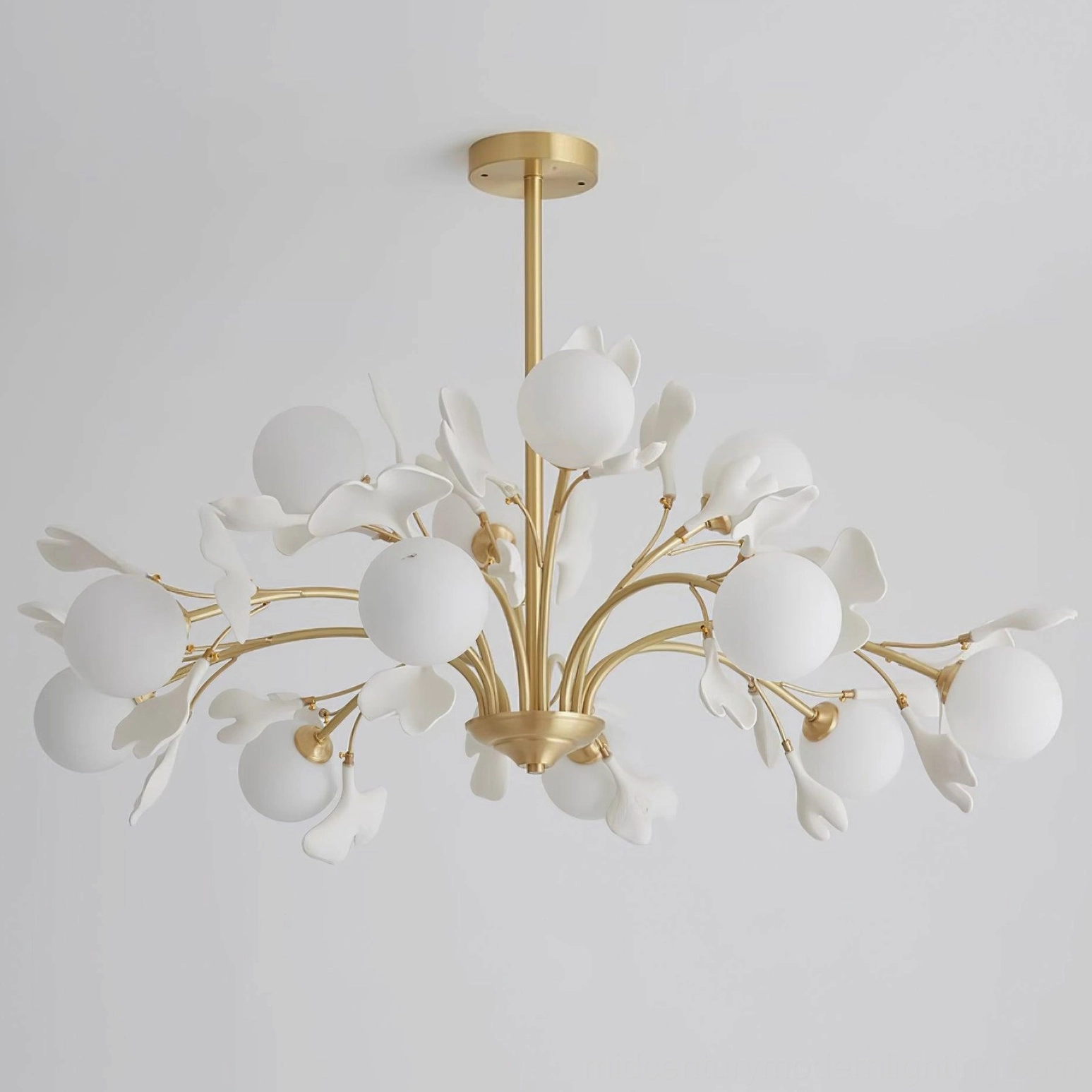 Gingko chandelier double-height foyer installation grand entry lighting
