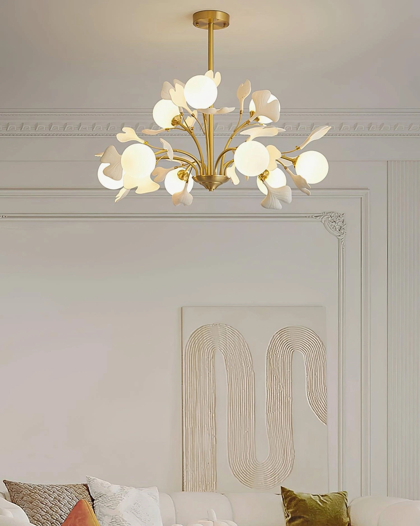 Gingko chandelier contemporary mid-century modern interior styling example
