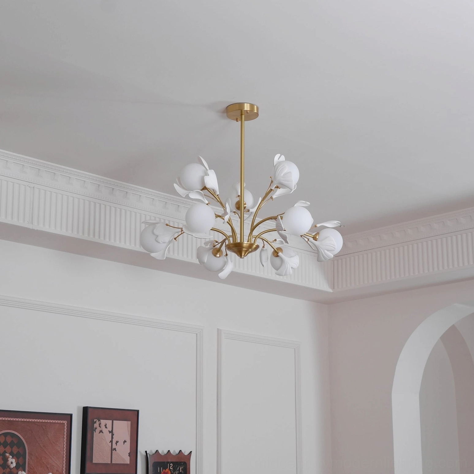 Gingko chandelier size comparison configurations six eight nine twelve heads