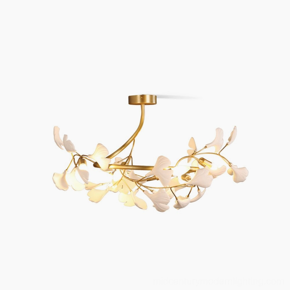 Ginkgo ceiling lamp brass and white variant product image for e-commerce