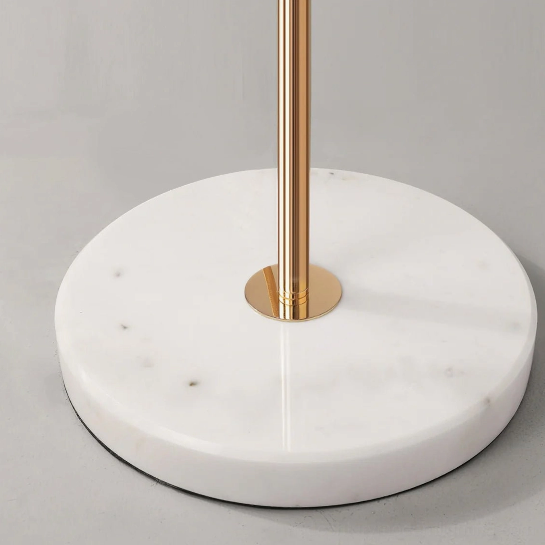 Ginkgo Leaf Floor Lamp architectural brass tone metal canopy with five ceramic ginkgo leaf light sockets, sculptural design detail